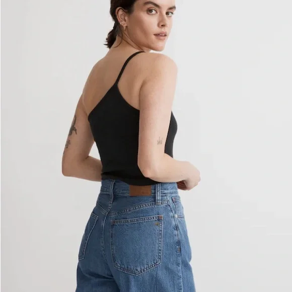 MADEWELL One Shoulder Tank Spaghetti Strap Top Black Size S - Picture 3 of 8